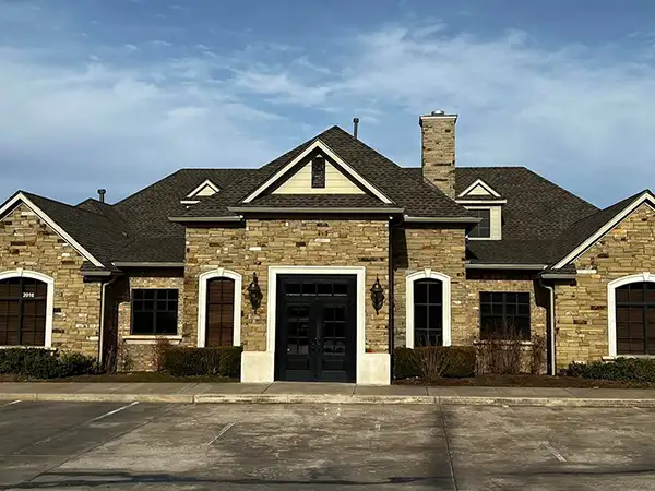 New black shingles installed on dentist office